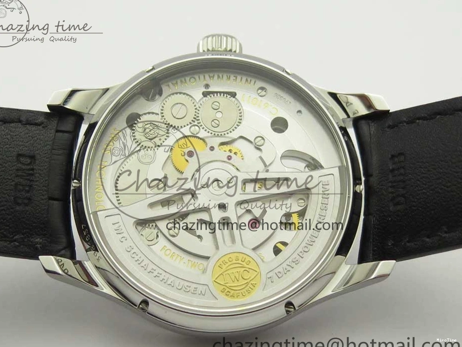 MIROTIME 0106 Portuguese Tourbillon IW5046 SS ZF Best Edition Gray Dial on Black Leather Strap SunProtective 7147